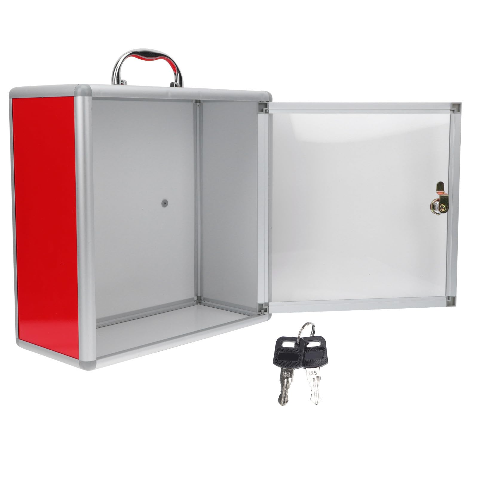 Scatola per Donazioni con Chiave, Design Trasparente Rosso