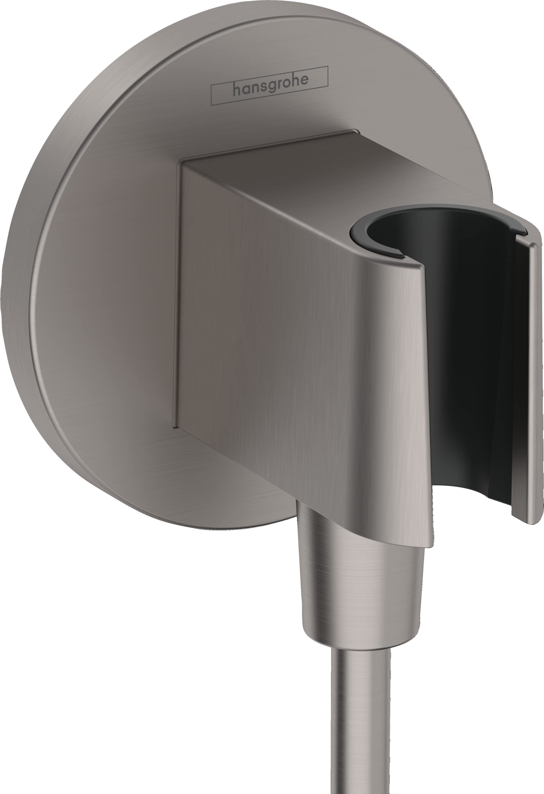 Hansgrohe Brushed Black Chrome Fixfit Wall Outlet With Shower Holder, 26888340 Size 0.5070632026