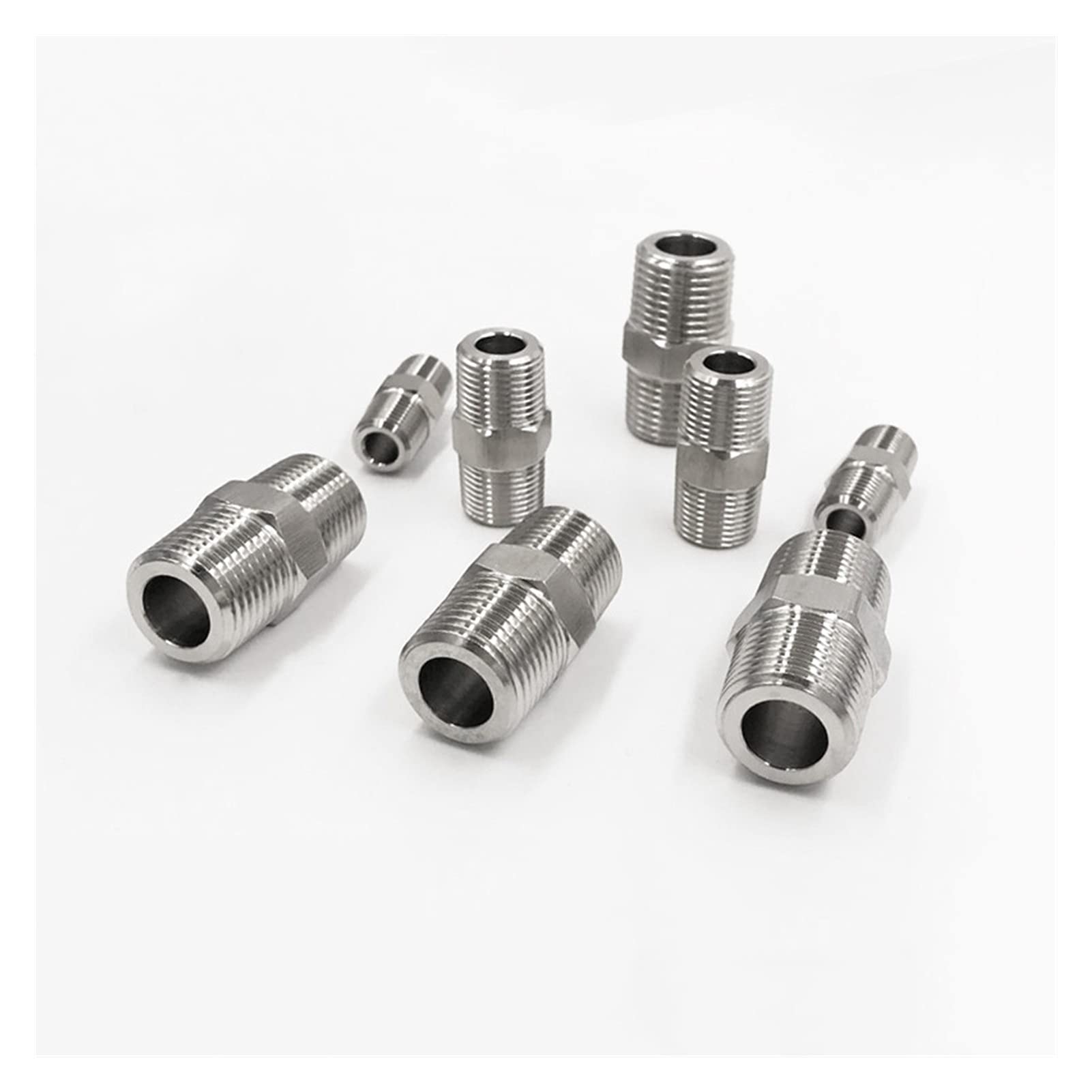 Accesorios de tubería 1/8" 1/4" 3/8" 1/2" 3/4" 1" BSP Rosca macho 304 Reductor de pezón hexagonal Instalación de tubería resistente a alta presión (Especificación de rosca: Macho 04 x Macho 02) ( Ma