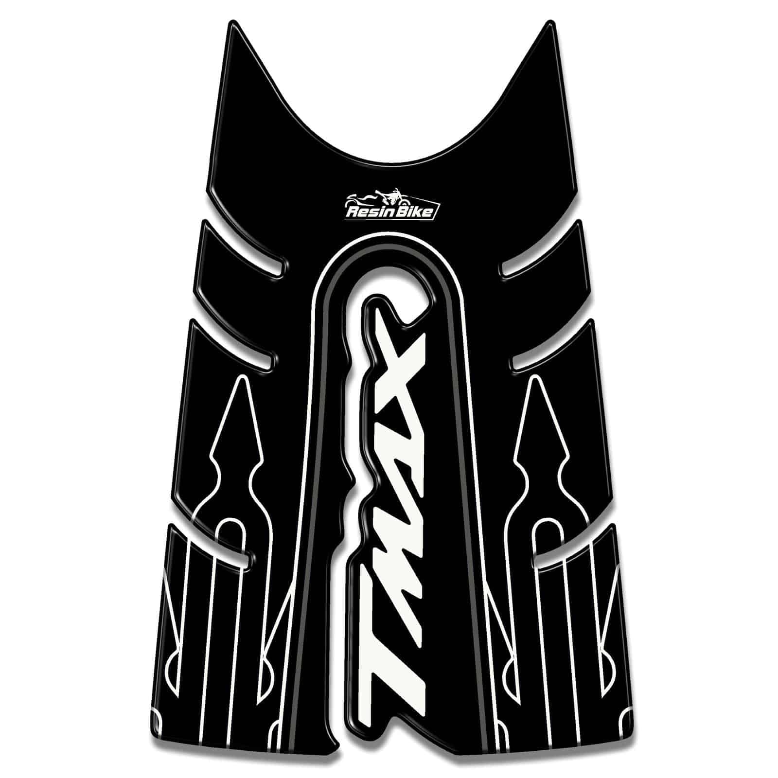 Resin Bike Scooter Stickers Compatible with Yamaha Tmax 500 T-max 530 2008-2016. Fuel Door and Central Tunnel Protection Scratch and Impact Protection. 3D Domed Resin Stickers Black and White - Image 2