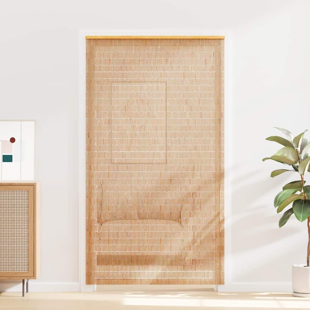 vidaXL Insektentürvorhang 120x220 cm, Braun, Bambus, Fliegen- und Mückenschutz, Holzleiste, 120 feine Bambusstangen, Türnetz, Insektenschutz