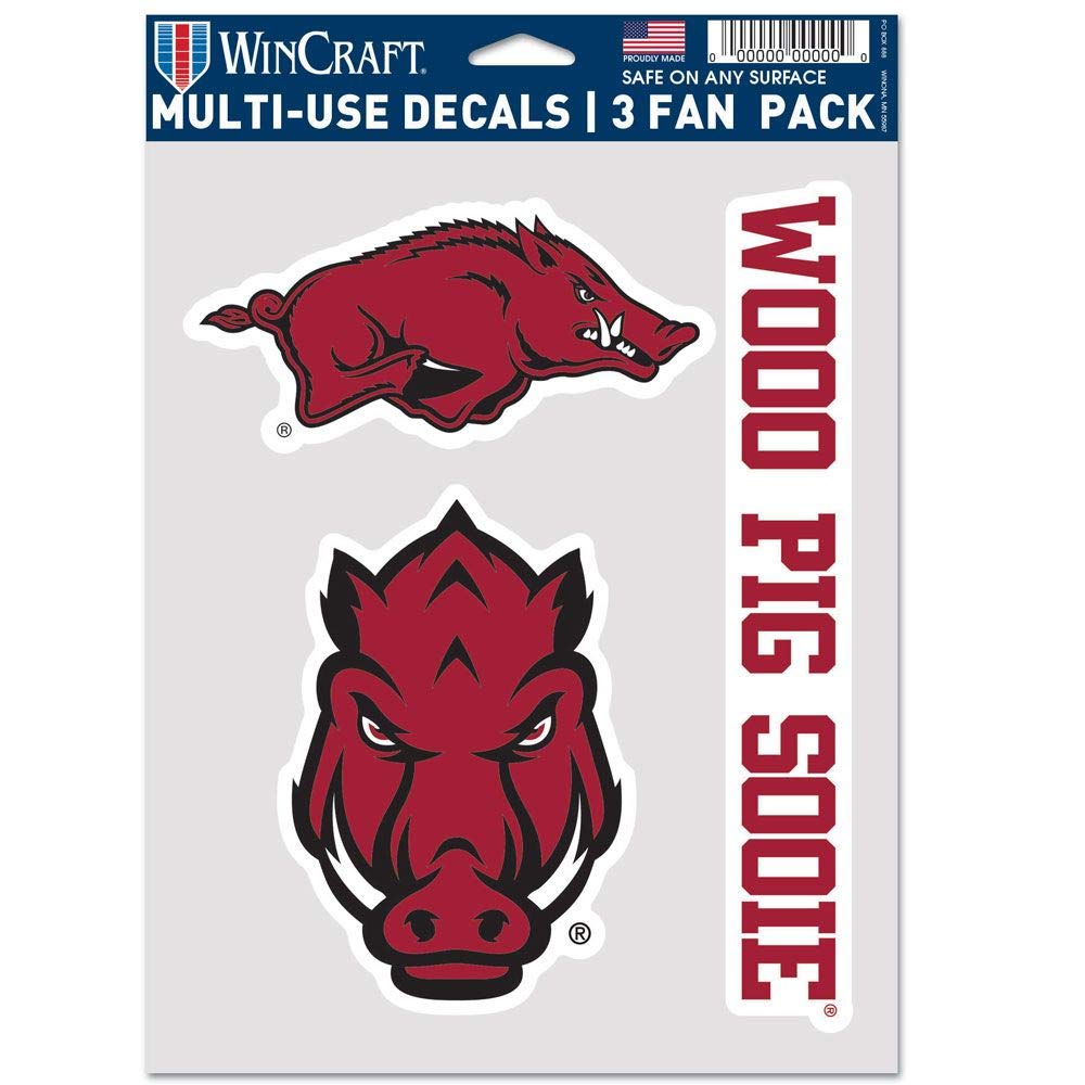 WinCraftWinCraft NCAA Arkansas Razorbacks Decal Multi Use Fan 3 Pack, Team Colors, One Size