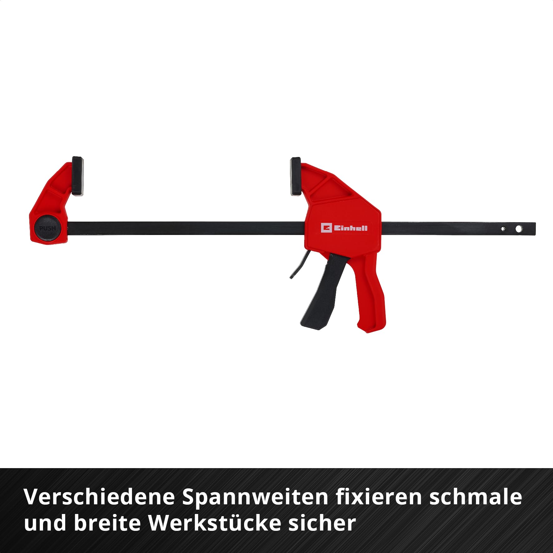 Einhell Einhandzwingen-Set 2 x 100 mm, 2 x 150 mm (Schnelllösegriff, 100/150 mm Spannweite, 20/60 kg Spannkraft, Spreizfunktion, Ausladung, werkzeugfreier Umbau)