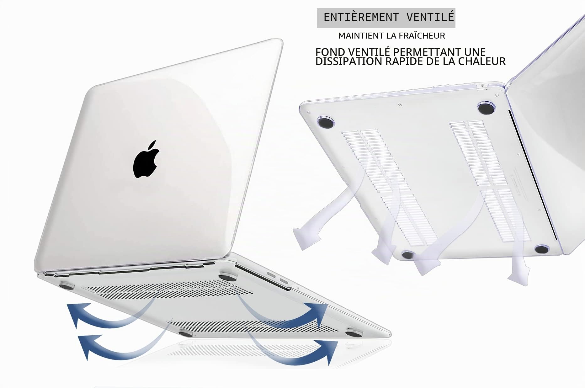 GVTECH Coque pour MacBook Air 13 Pounces 2010-2017 A1369 A1466, Étui Rigide en Plastique, Protection de Clavier, Protecteur d'écran pour MacBook Air 13", Transparent