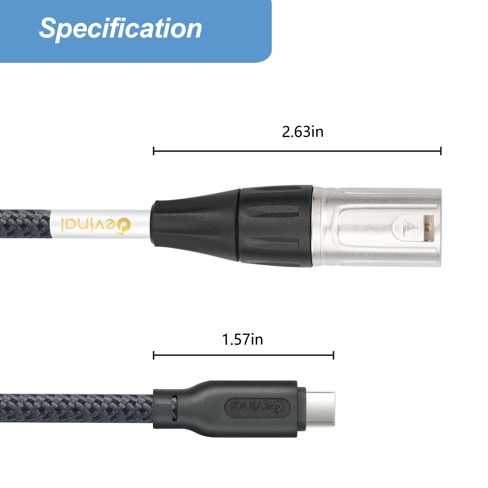 Devinal USB C to XLR Cable, Smartphone/Laptop to XLR Male Output Cable for Amplifier Speaker, Mixer Console 3.3 FT - Image 2