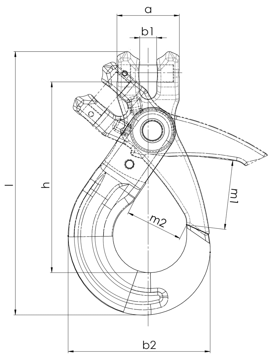 Gabelkopfhaken selbstschließend GK8 2000 kg mit H-Stempel Zurrkette Kettengehänge Anschlaghaken Haken
