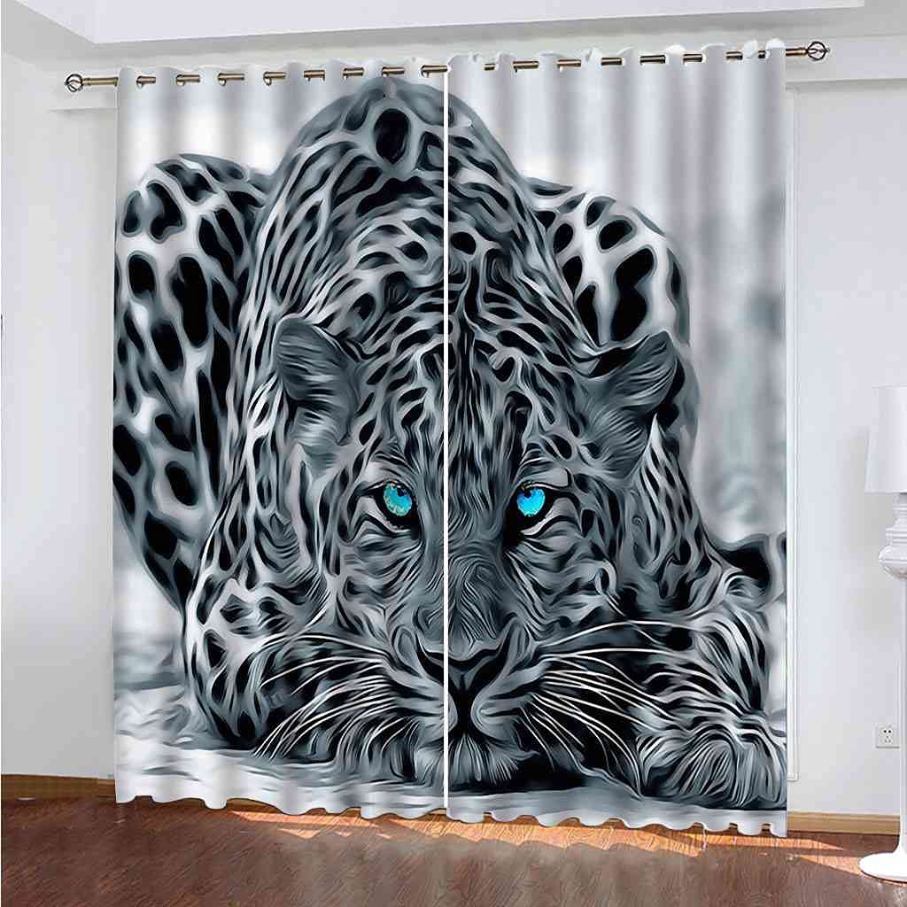 Rideau de fenêtre moderne léopard 3D grand rideau occultant isolant thermique salon 300x270 cm