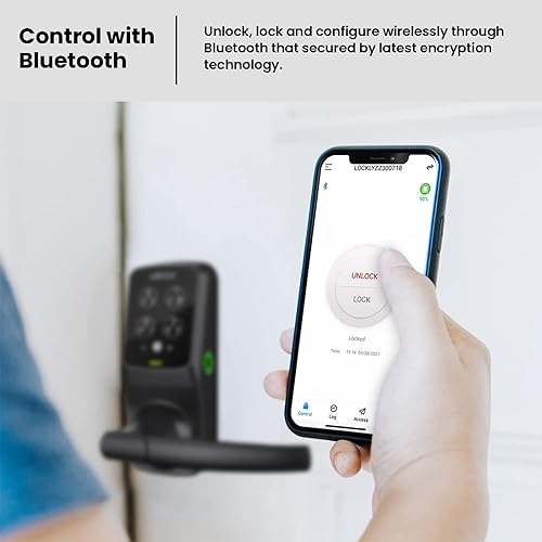 Miniatura 4 de Lockly Secure Plus, cerradura de puerta inteligente Bluetooth, cerradura de puerta de entrada sin llave con asa, teclado PIN Genie, sensor