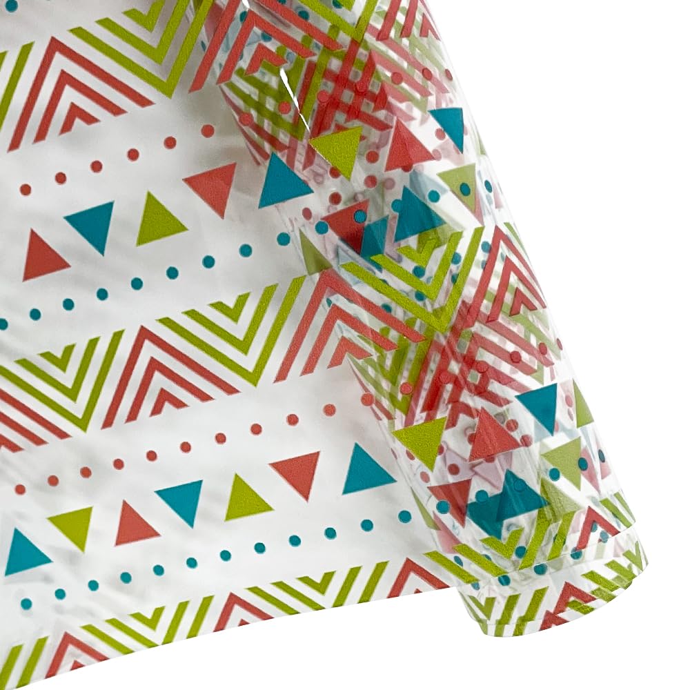 ONEARTColorful Triangle Transparent TPU Jelly Vinyl Roll, 12"×54" Clear Printed Vinyl Fabric for Appliques DIY Projects