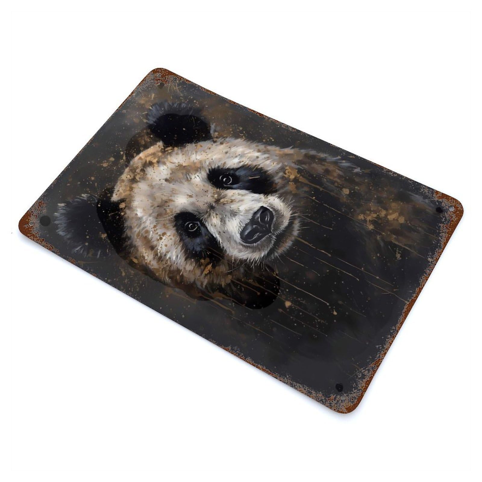 Vintage Rust Metal Sign Panda Fantasy Genre 11.8"x7.9", Shabby Chic Decor for Cafe, Home Bar And Lounge Decor