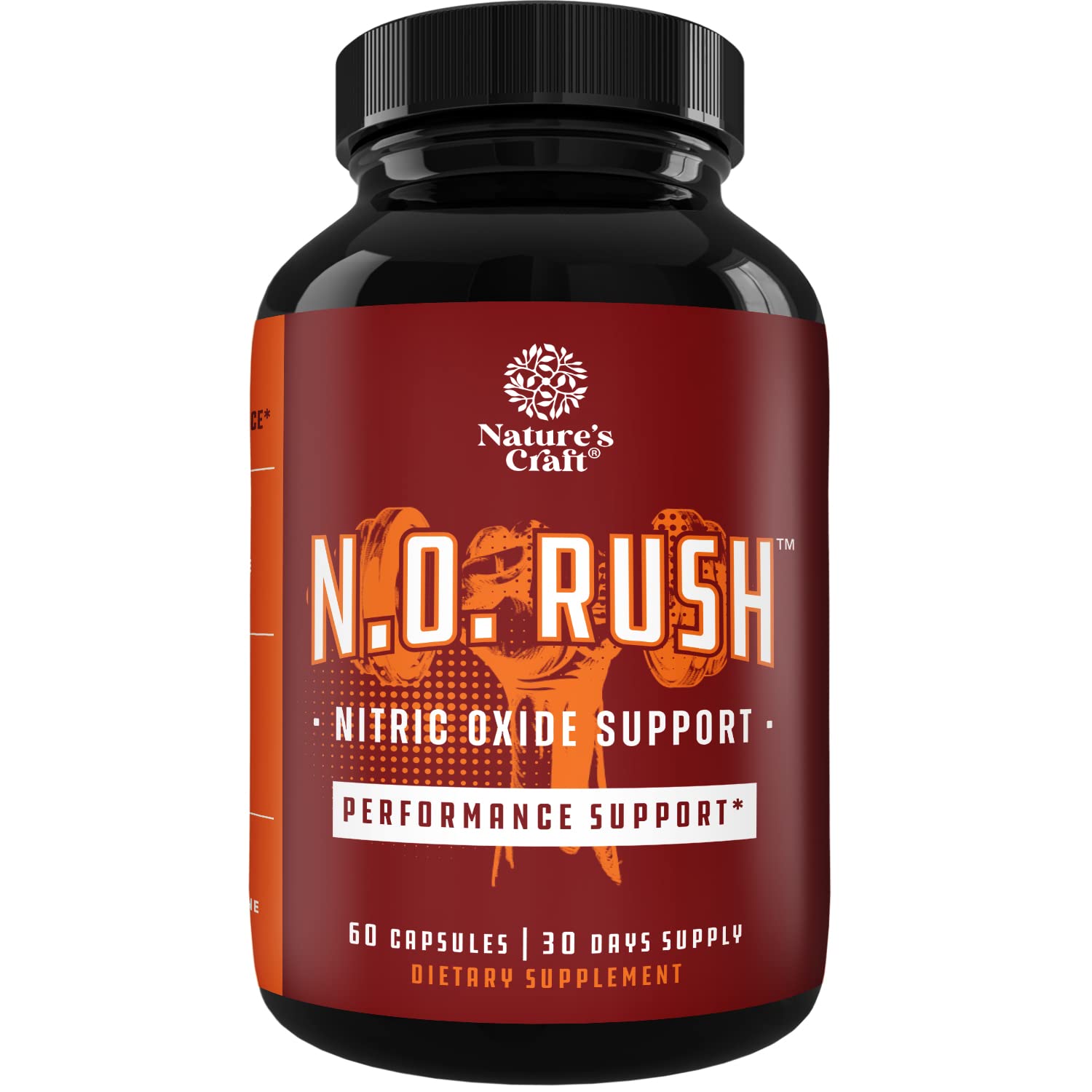 Natures CraftNitric Oxide Support Pills - Natural Workout Supplement & Exercise Enhancer - Boost Energy Strength Recovery Muscle Builder - Pure L-Arginine & L-Citrulline Amino Acid Capsules -