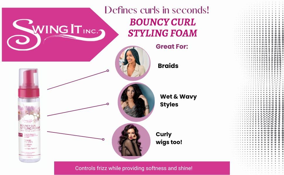 Miniatura 3 de Weave Aide Bouncy Curl Styling FoamMousse 8 oz. Control de encrespamiento, mousse para el cabello, mousse de rizos para definición de cabello