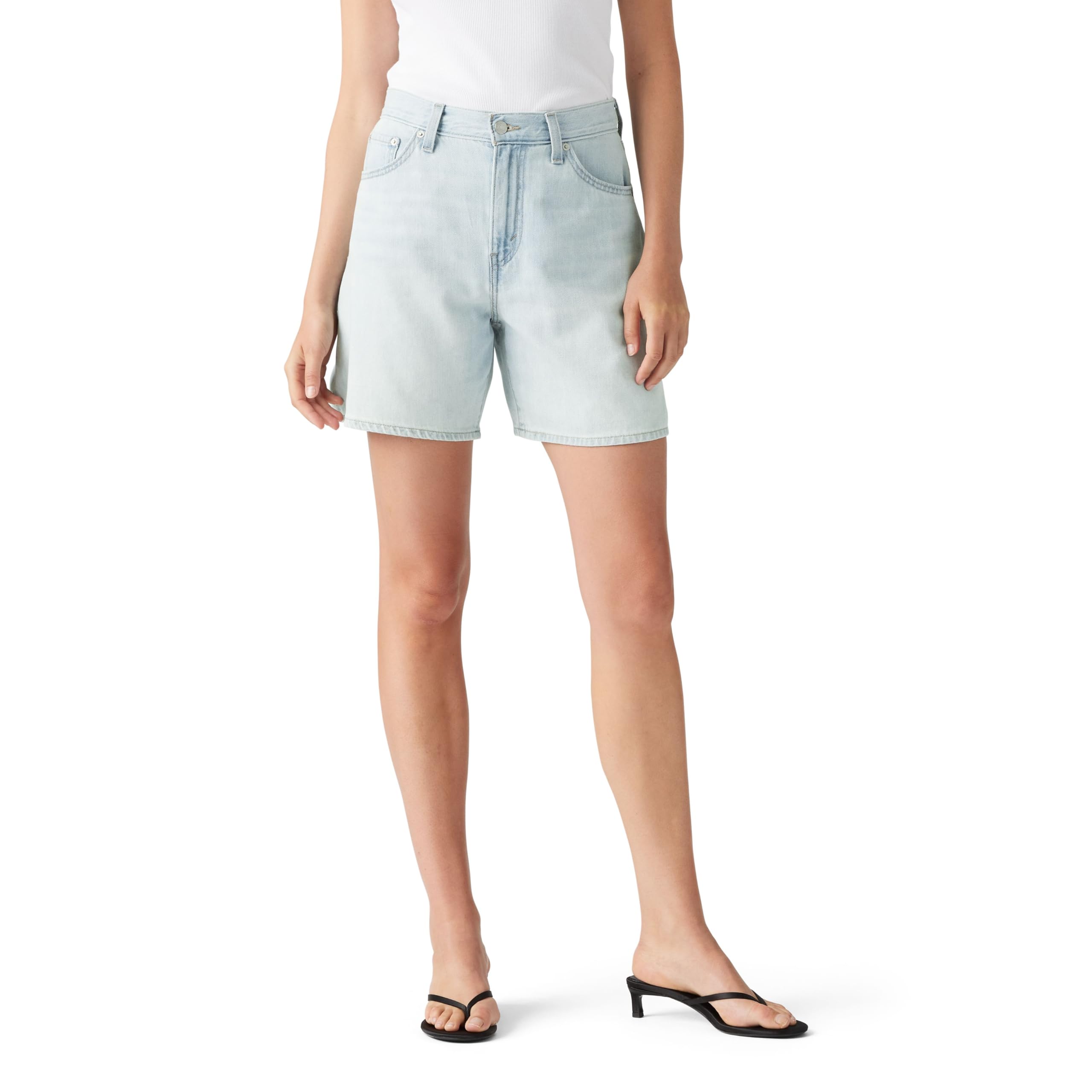 Levi's High Rise Baggy Linen+ Denim Shorts Luxury Trip Short - Blue 29
