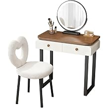 Tocador de Maquillaje Grande con cajones,Spacious Storage Capacity, Modern Wood-Inspired Design, expansive countertop, Rounded Edges, Silent-Glide Rails, Lacquered Table LegsWhite,80