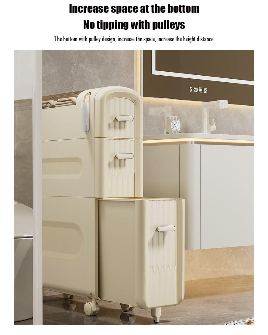Gabinete de almacenamiento Delgado para baño con abertura precargada para almacenamiento de rollos de Papel higiénico Solución de organización de cocina y baño Diseño Que