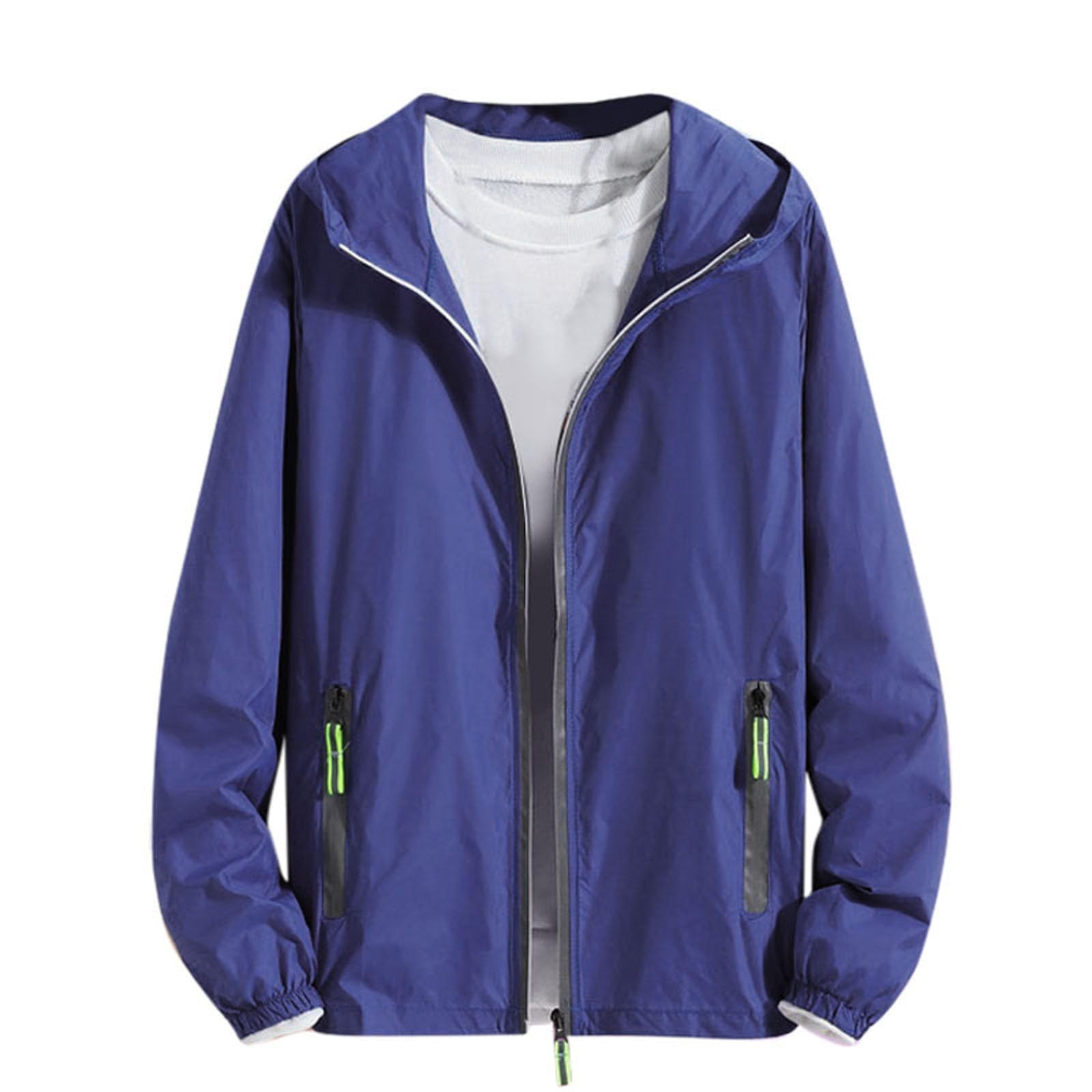 Fishing Hoodies for Men UPF 50 with Reflective Zipper Pockets Full Zip Lightweight Sun Protection Hoodie Jacket Hiking