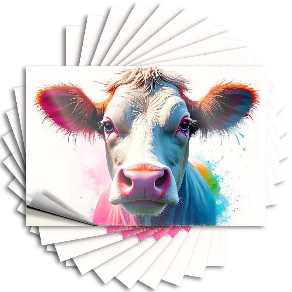 Colorful Cow Portrait: A Vibrant Artwork Bumper Kitchen Accessories Decor Self Adhesive | Lover Case Vinyl Sticker Pack for Earth(8X12CM)