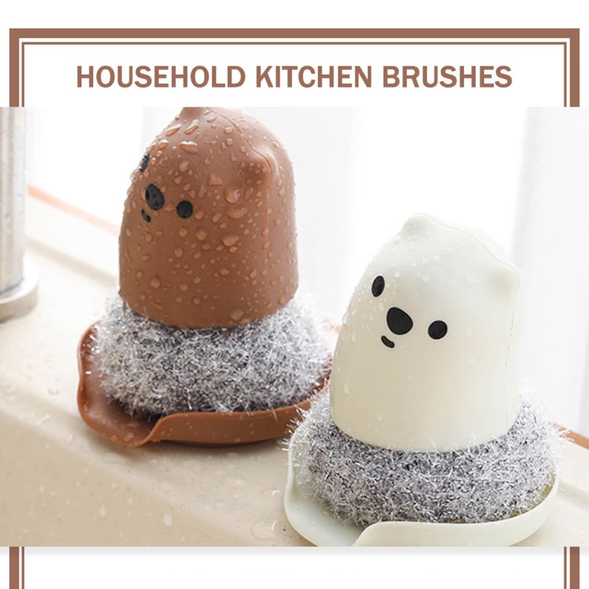 FOMIYES 2Pcs Cartoon Bear Kitchen Cleaning Scrubbers Fun Kitchen Tools for Easy Dishwashing Durable Nano Material Ergonomic Design Housewarming Present