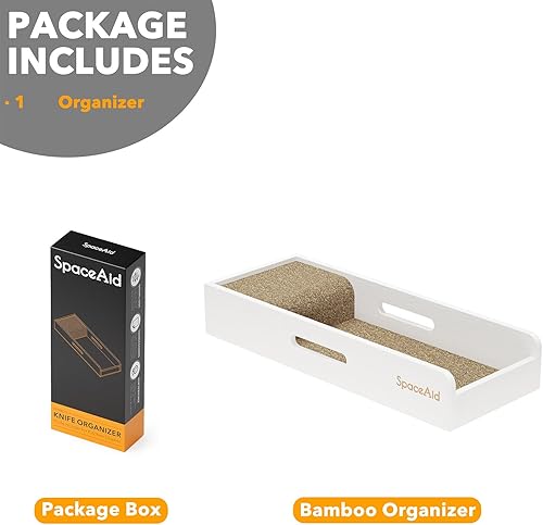 Miniatura 7 de SpaceAid Organizador de cajones de bambú, soporte para cuchillos de carne, bloque organizador para cajones en organización de almacenamiento