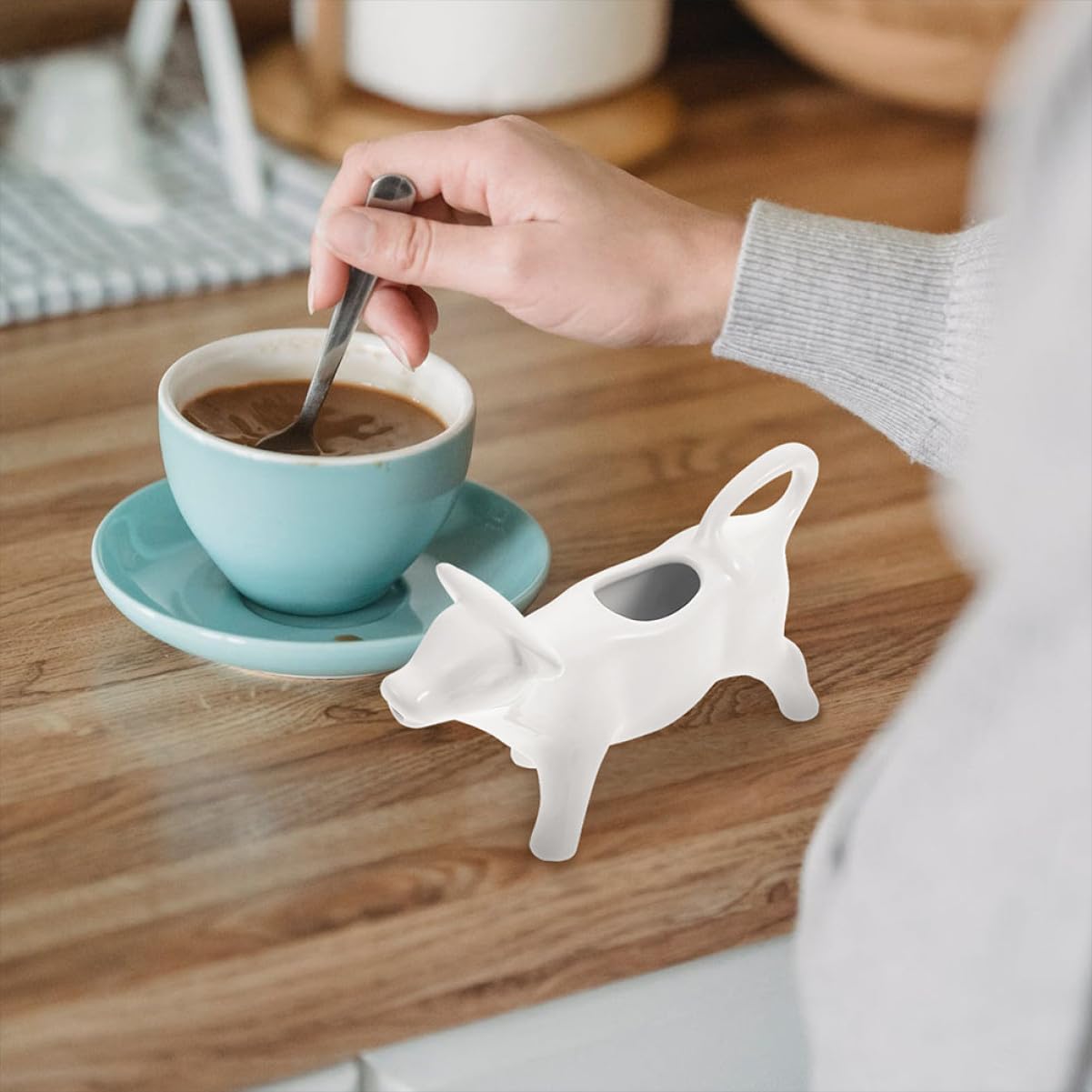 GLEAVI 4piezas Jarra de Cerámica para Espumar Leche Dibujos Animados Recipiente para Salsa de Cocina para Hacer Café Capuchino Casa