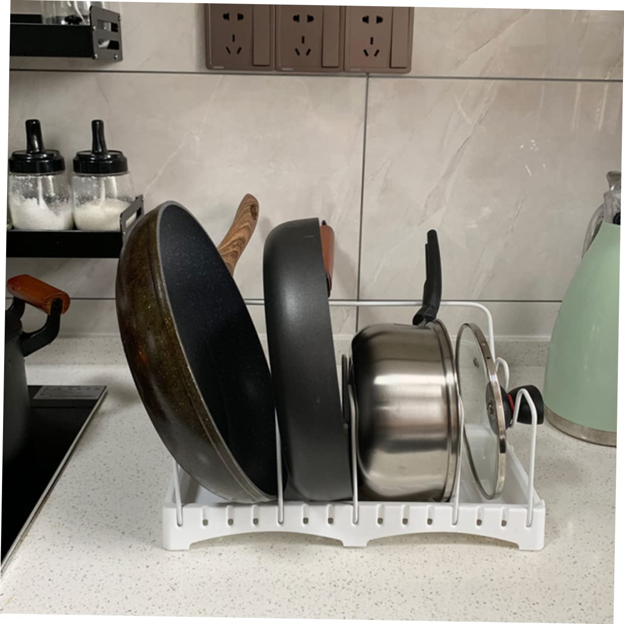 Alipis Rejilla Para Tapas De Ollas Ajustable Organizador De Cocina Para Tablas De Cortar y Tapas De Ollas Para Almacenamiento De Cocina