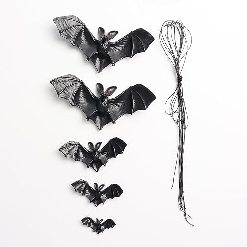 Miniatura 2 de 20 PCS Halloween Hanging Bats Decorations Simulation Flying Plastic Bat Models Fake Bat Figurines for DIY Craft Haunted House, Tree, Front Porch,