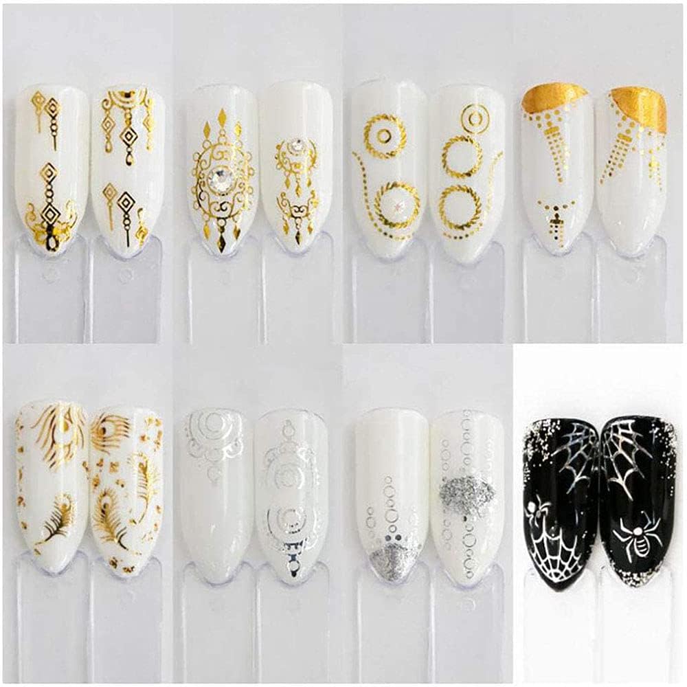 30 Sheet Silver and Gold 3D Design DIY Nail Decoration Tools Water Transfer Decals Slider Tip Nail Art Stickers Stencil Decals Stamping image 4