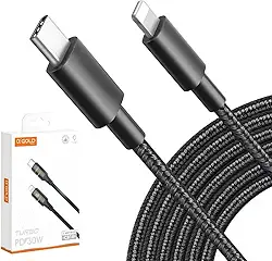 Cabo de Carregamento Compátivel com iPhone Para Tipo C 2 metros iPhone e iPad Turbo 30W Ultra Rapido Nylon Trançado e Reforçado Transferência de Dados Qualidade Premium Carregamento - AGold Premium