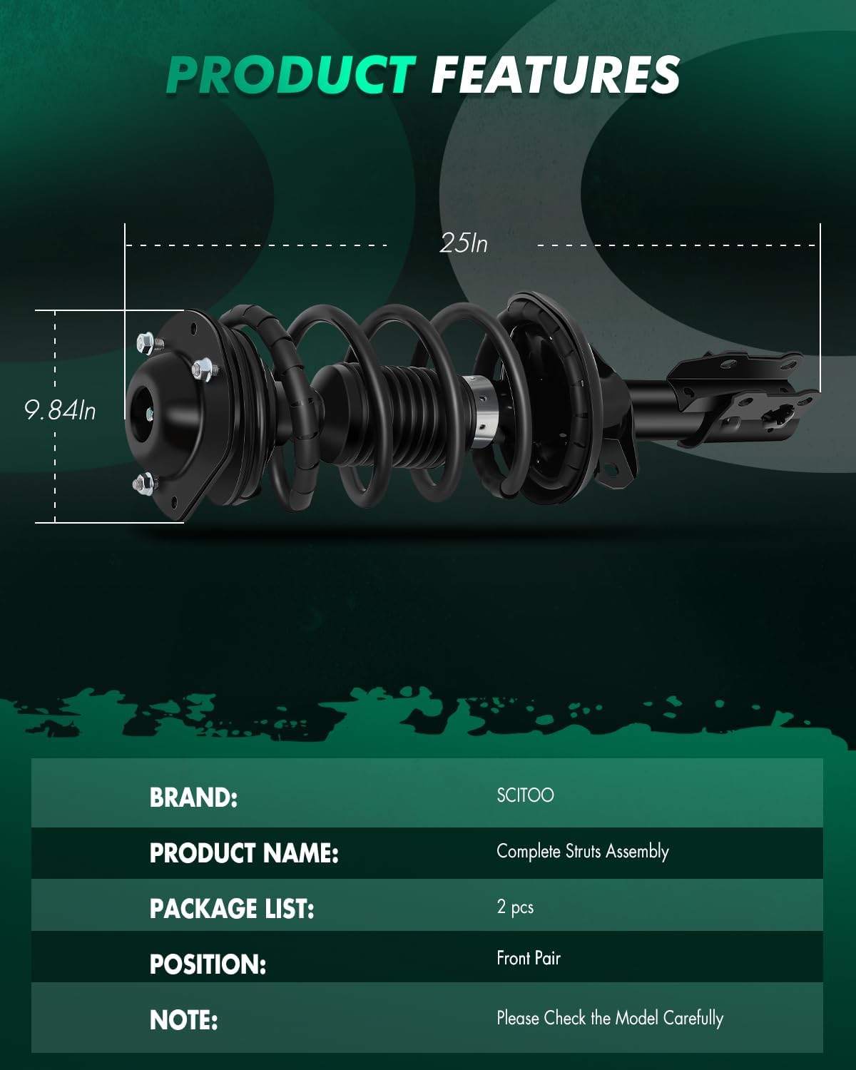 Scitoo Struts, Complete Strut Spring Shock Absorber Assembly fit 2005-10 for Chevrolet Cobalt,2006-11 for Chevrolet HHR,2007-09 for Pontiac G5,2005 2006 for Pontiac Pursuit (Front Pair)