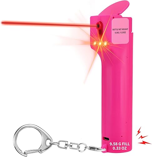 PAPASAFETY Alarma personal 3 en 1 para mujer, espray de pimienta de máxima resistencia, alarma de seguridad de 130 dB con luces estroboscópicas,