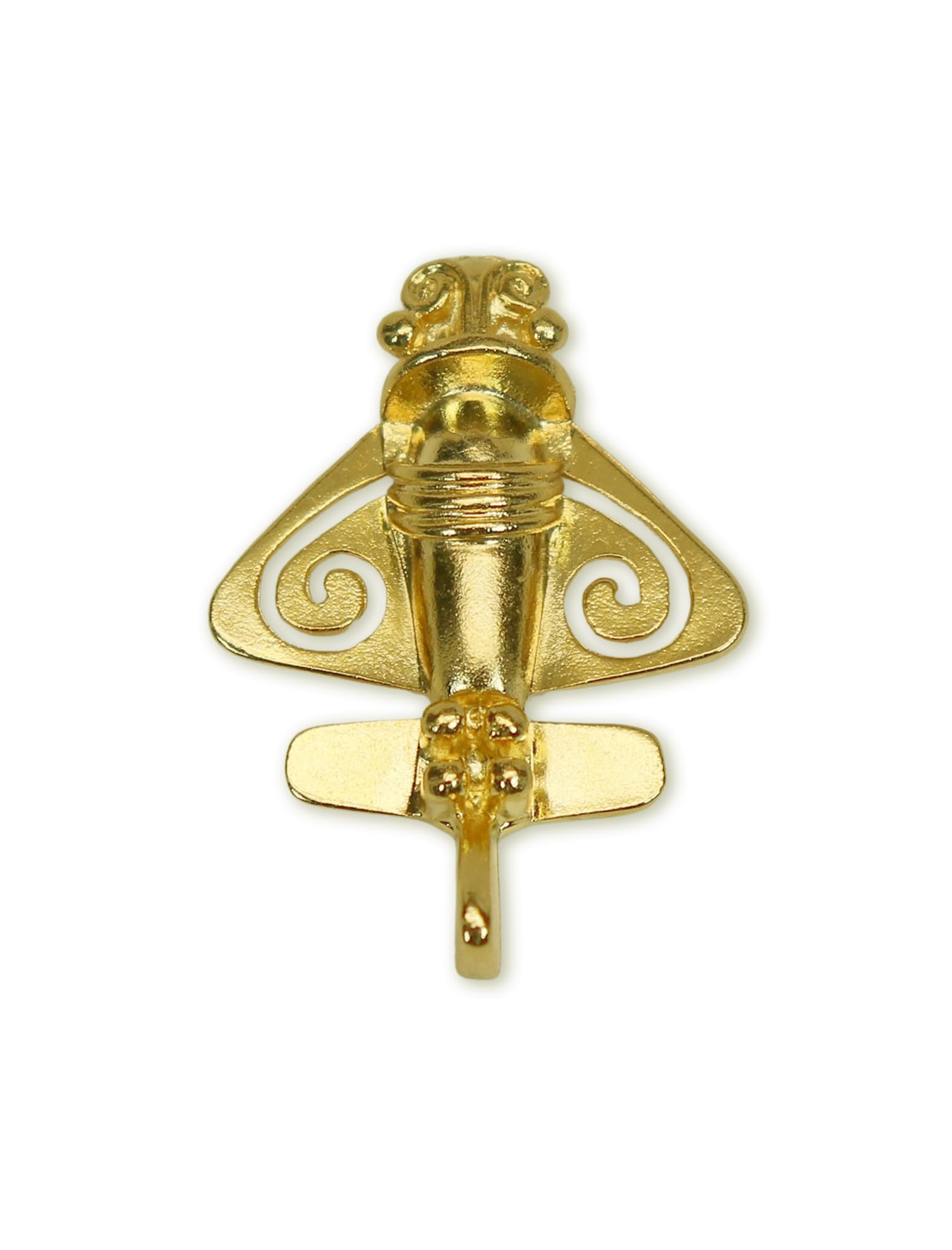 Real Metal Quimbaya Flyer Pin Real 24K GP Pre-Colombian Ancient Alien Artifact Lapel, Hat, Jacket or Backpack Pin