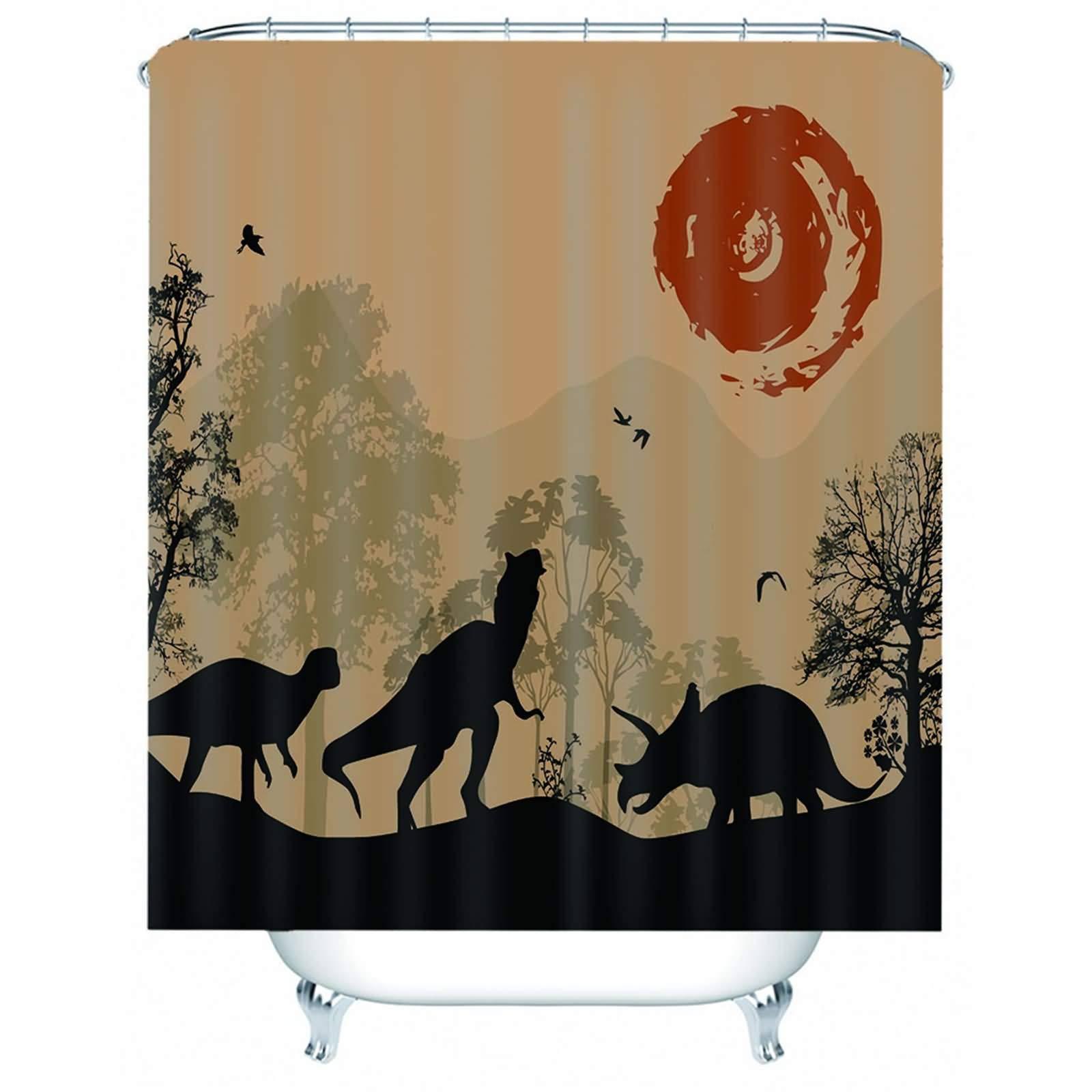 Rideaux tissu dinosaure noir rouge lavable imperméable 200x180cm