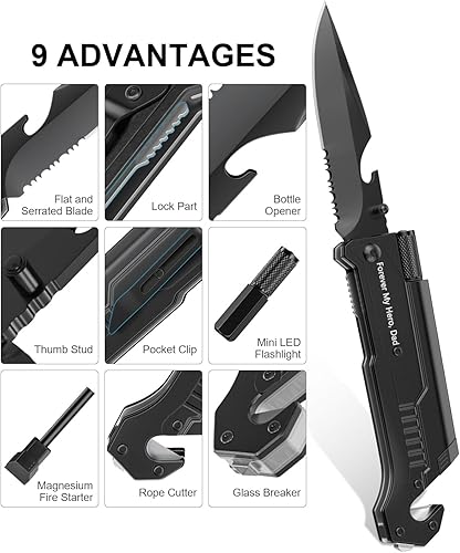 Miniatura 4 de Regalos para el día del padre para hombres, cuchillos multiherramienta 7 en 1 para acampar al aire libre, supervivencia, hombres, papá, novio,