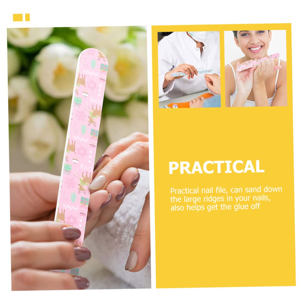 75piezas Limas De Uñas De Navidad Archivos De Manicura y Pedicura De Doble Cara Limas Portátiles Para Uñas Naturales y Artificiales Diseño Festivo Para De Mujeres y Niñas