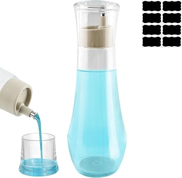 Glass Mouthwash Dispenser for Bathroom, 8.8OZ Refillable Mouthwash Container with Lid Cup, Clear Mouth Wash Bottle for Countertop, Bathroom, Office