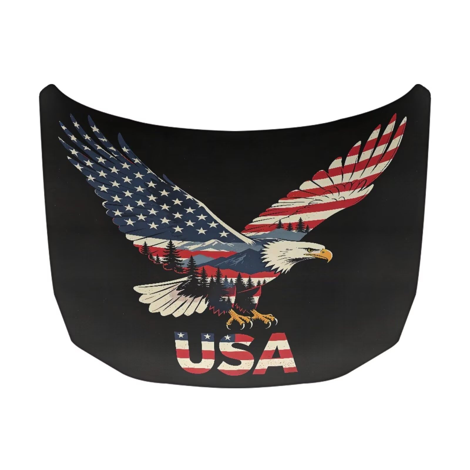 Car Hood Cover, Bald Eagle Design, Stretchable Car Hood Protector, Auto Patriotic Decorations, Waterproof Sun-Proof Automotive Exterior Accessories