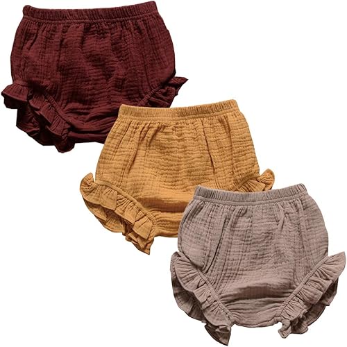 Conjunto de 3 piezas de pantalones cortos para recién nacidos, para bebés, niñas y niños, mezcla de lino y algodón, lindos pantalones cortos