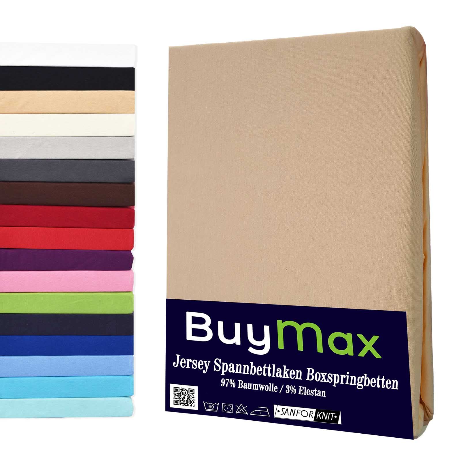 Buymax® Spannbettlaken 60x120 70x140 80x200 90x200 100x200 120x200 140x200 160x200 180x200 200x200 Baumwolle Bettlaken Jersey