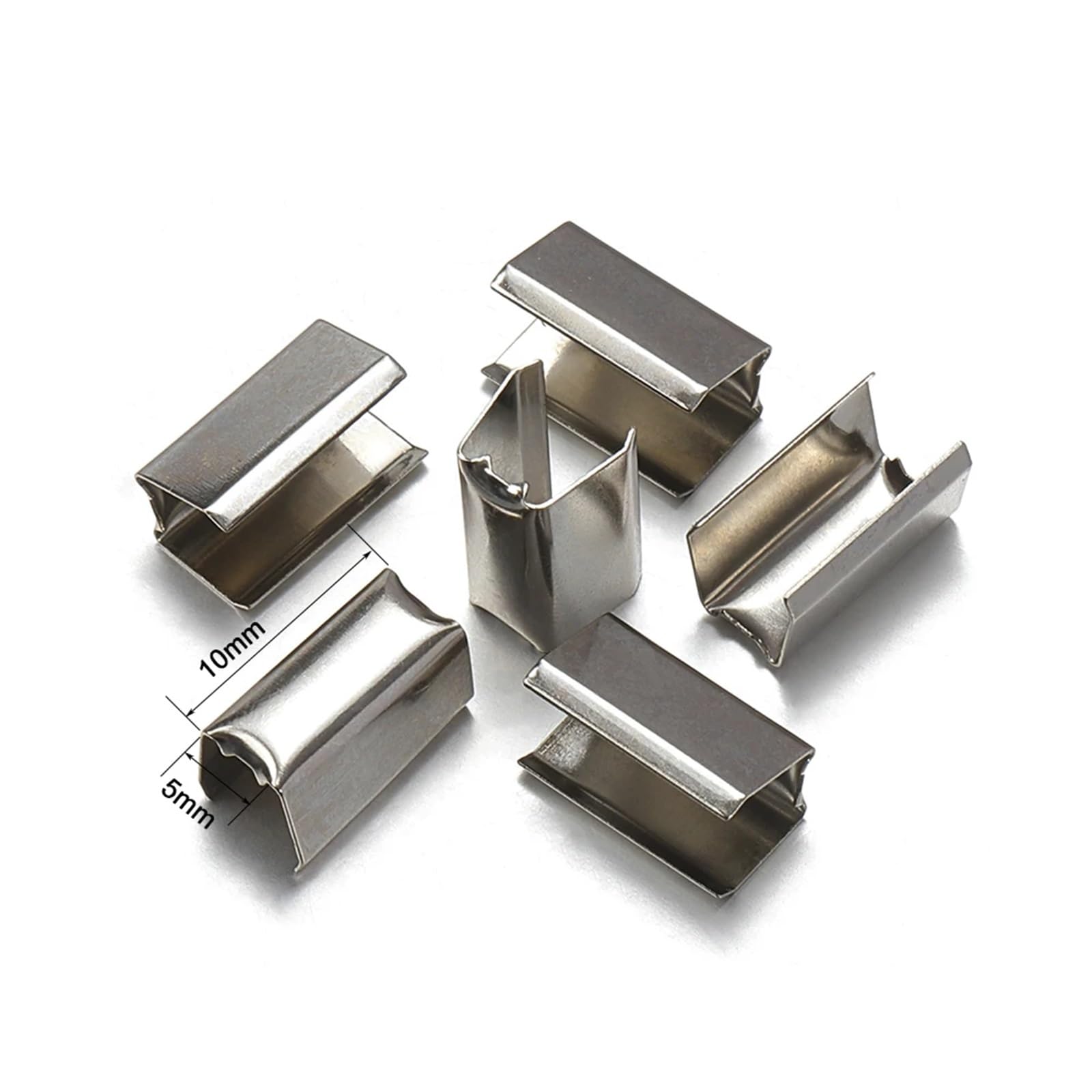 Zaślepki do wyrobu biżuterii, 600 szt. Metalowe klipsy do sznurka DIY 5x10mm przewód mocujący zaciskany sznurek skórzana lina składany klips wyrobu biżuterii elementy bransoletki(5x10mm)