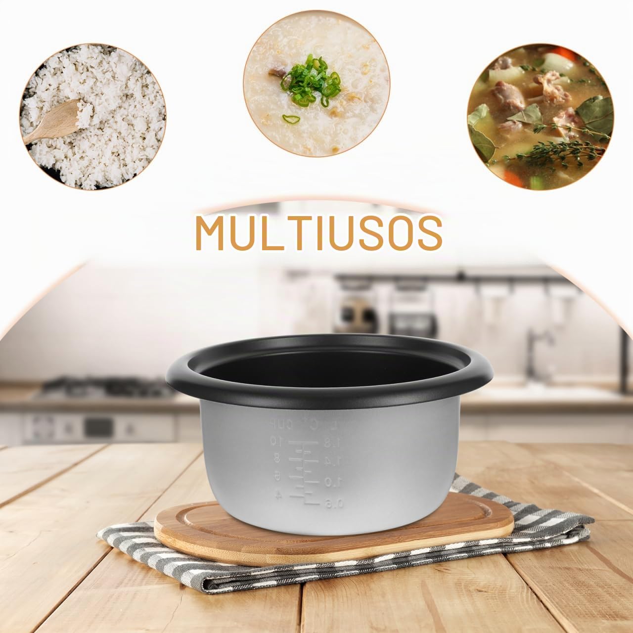 Alipis Olla Interior Para Olla Arrocera Antiadherente Repuesto De Cocina EléCtrica 10.55X10.55X4.92In Accesorio VersáTil Para Casa Hotel Dormitorio