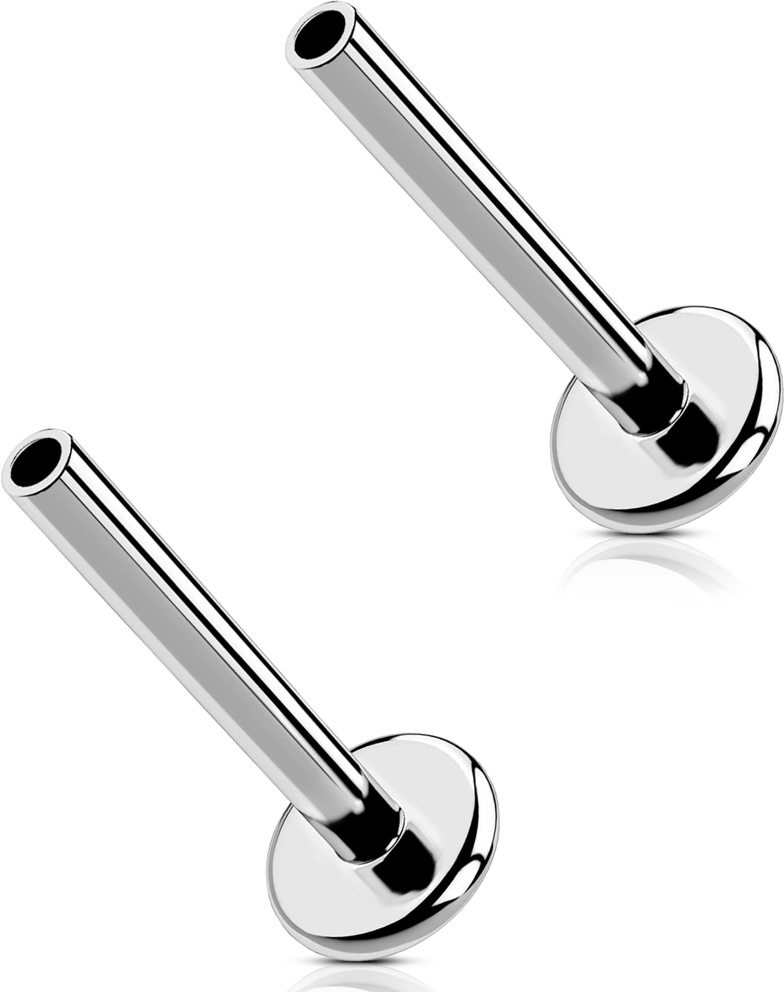 G23 Titanium Flat Back Post (Post Only), Threadless Push Pin &amp; Internally Threaded, 16G/18G/20G, 4.5-14mm, Silver/Gold/Black, Round/Heart/Star/Flower Base for Nose, Helix, Tragus