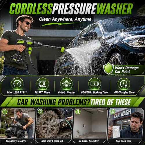 6-in-1 Cordless Battery Pressure Washer