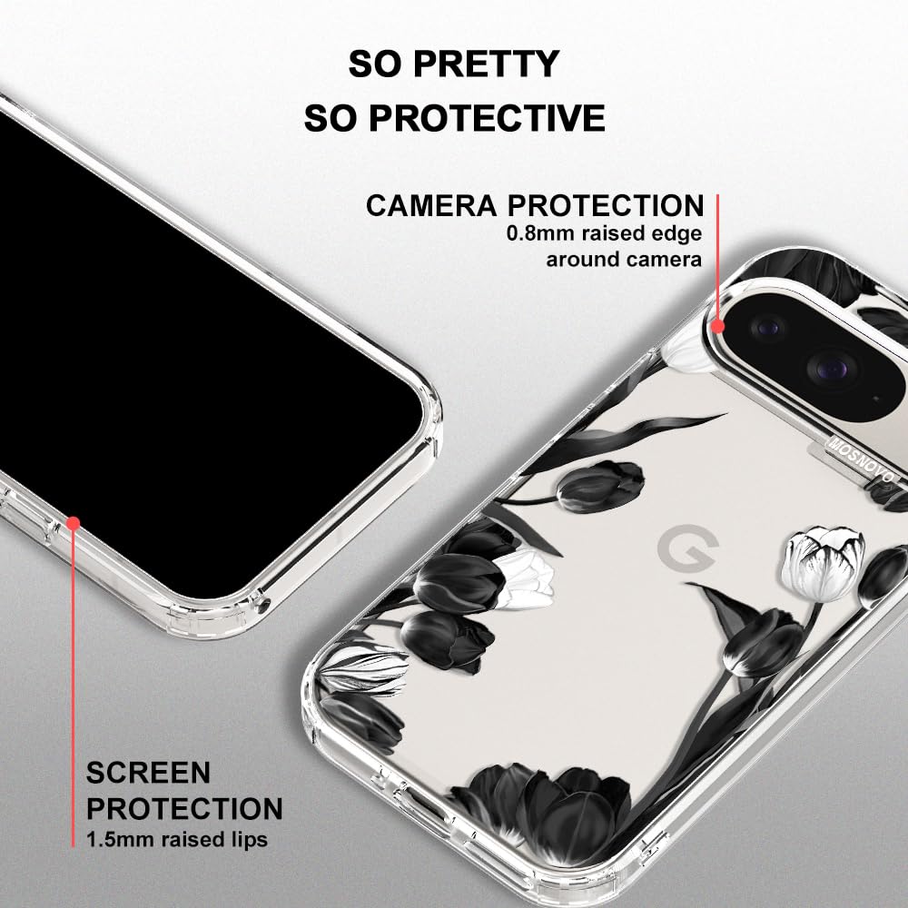 MOSNOVO Case for Google Pixel 10 & Pixel 10 Pro, [Buffertech 6.6ft Military-Grade Drop Protection] [Anti Peel Off Tech] Clear TPU Bumper Phone Case Cover Design - Cute Cherry — view 405