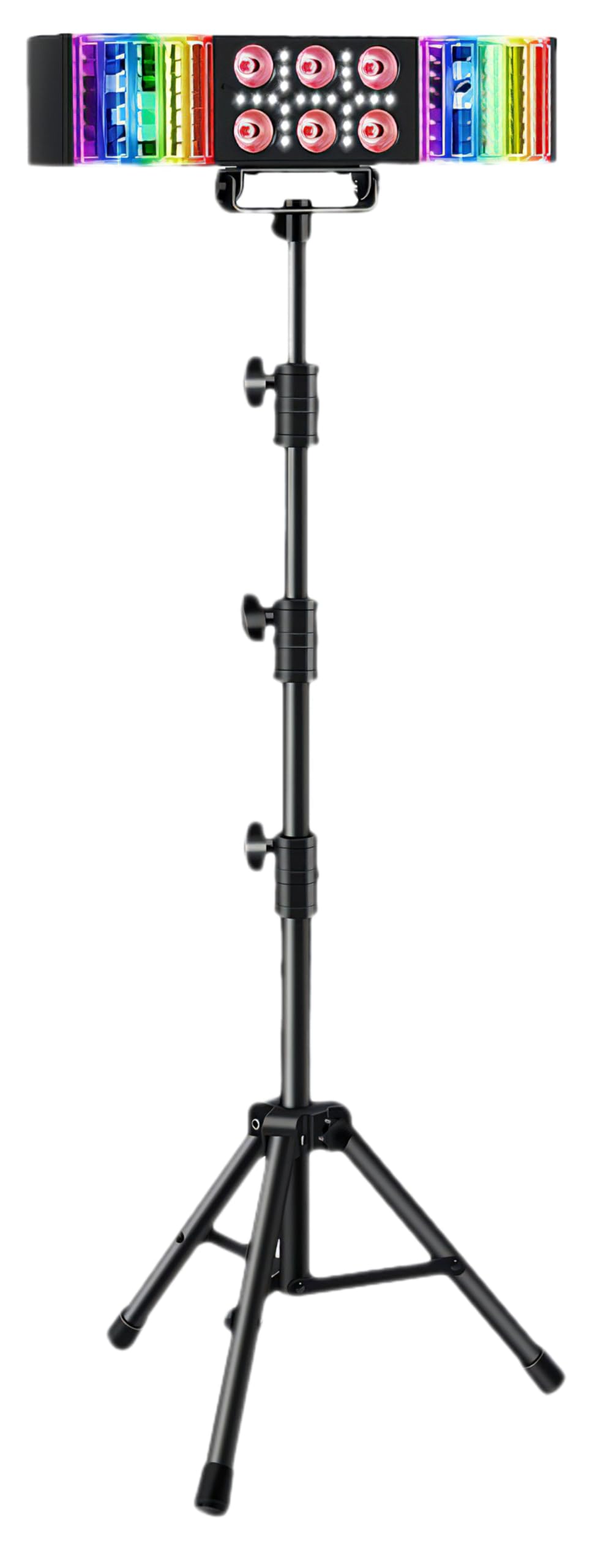 N-Gear Party Bar Three LED Lichtsystem mit 6x4W RGBW, 14x1W RGB, 2x3W Derby, 21xSMD Weiß, 50W, Plug & Play, mit Stativ & Fernbedienung, für Bühne, Club, Event, Deko, Innenbereich