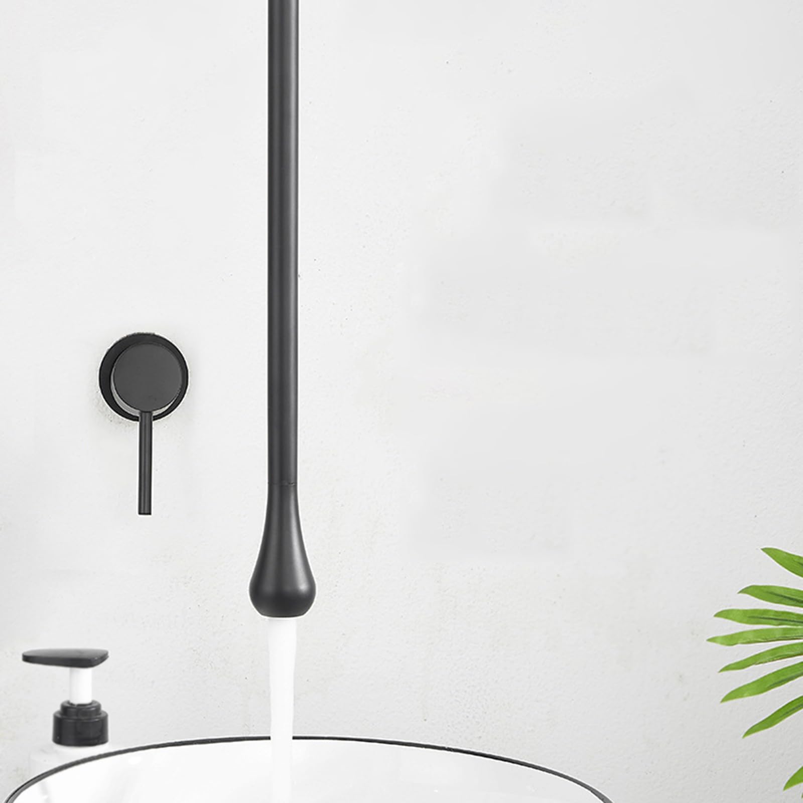 BiaoTeng Grifo de Lavabo Empotrado Pared Grifo Lavabo Techo Monomando Frío y Calor Latón Grifo Baño Empotrado Negro