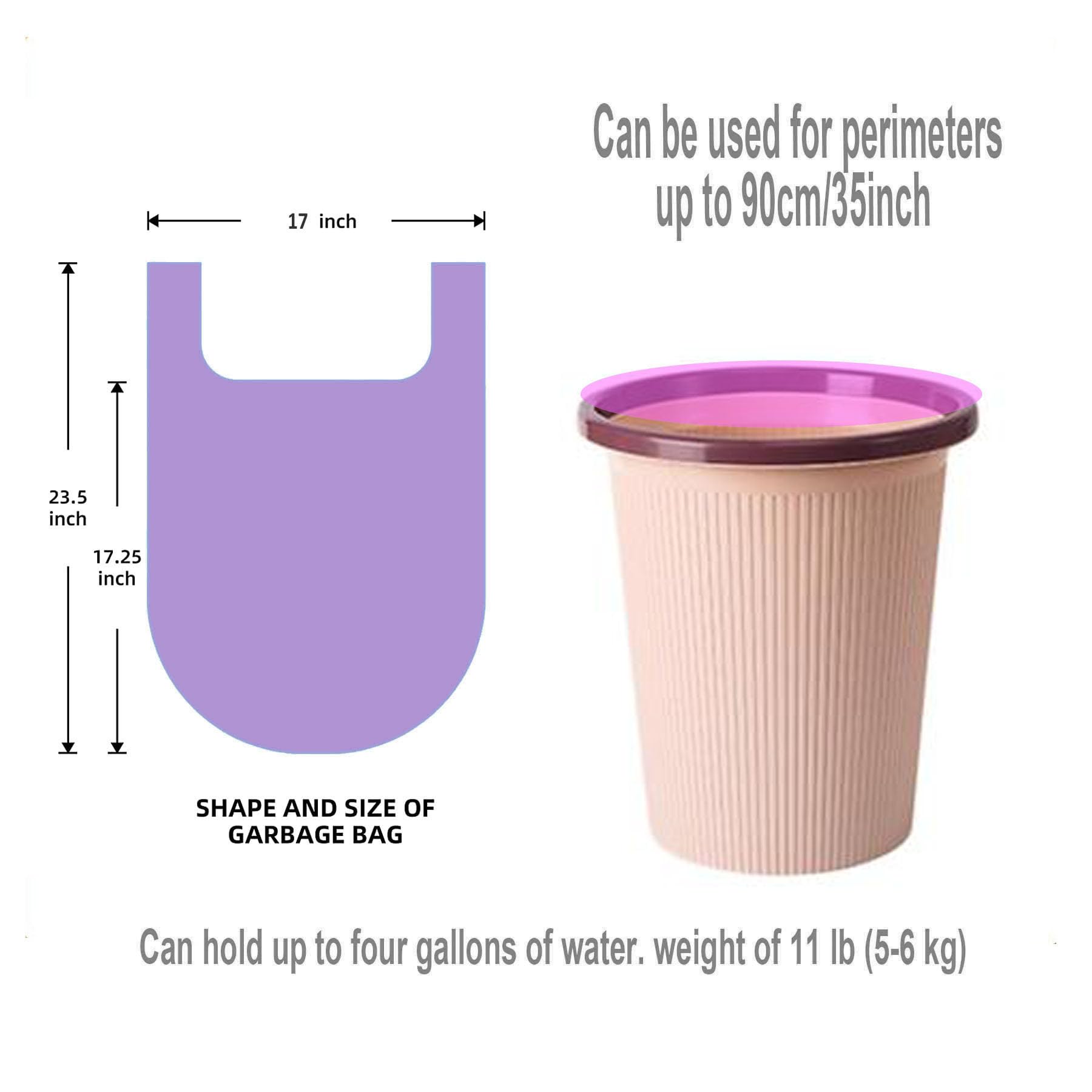 Travel Trash Bags 4 GALLON Bathroom Trash Bags Purple, 100 Counts Small  Garbage Bags For Office Small Trash Bags