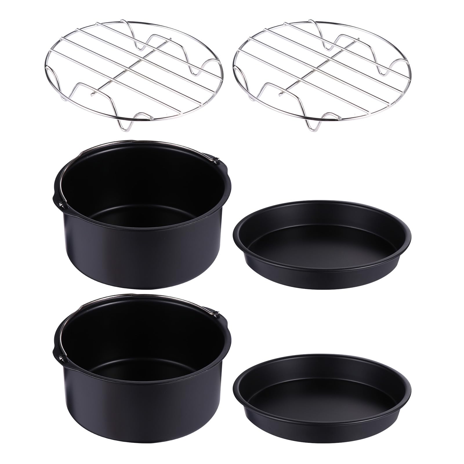 DOITOOL 1 Set Air Fryer Pizza Pan und Kuchen Barrel mit Dampf Rack Antihaftbeschichtung Backform Air Fryer Kuchen Barrel Backzubehör
