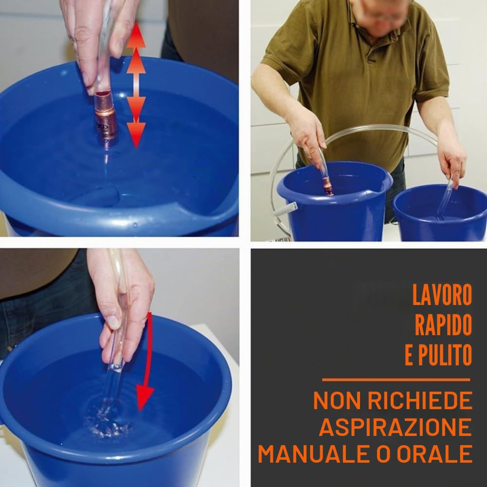 Tubo a sifone autoadescante da 2 m, in PVC e rame, pompa di trasferimento del carburante per benzina, diesel, acqua, birra, vino, sifone manuale per liquidi, per casa, giardino, garage