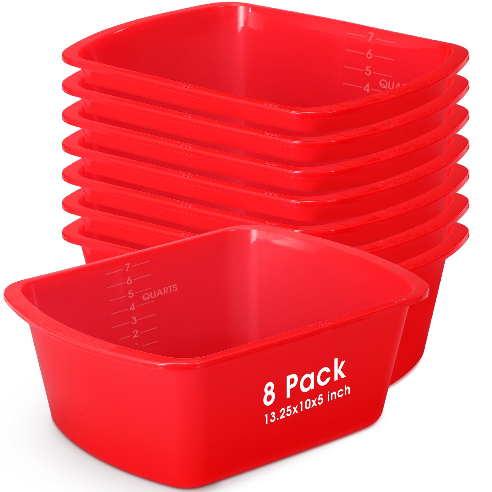 Photo 1 of Honeydak 8 Pack Wash Basin Red 7 Quart