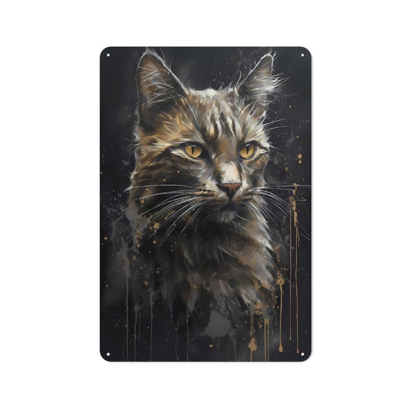 Junmoney Turkish Angora Cat Pretty Old Style Vintage Metal Sign 30X20cm, Bar Wall Plaque For Pub, Home Bar, Shed Or Man Cave